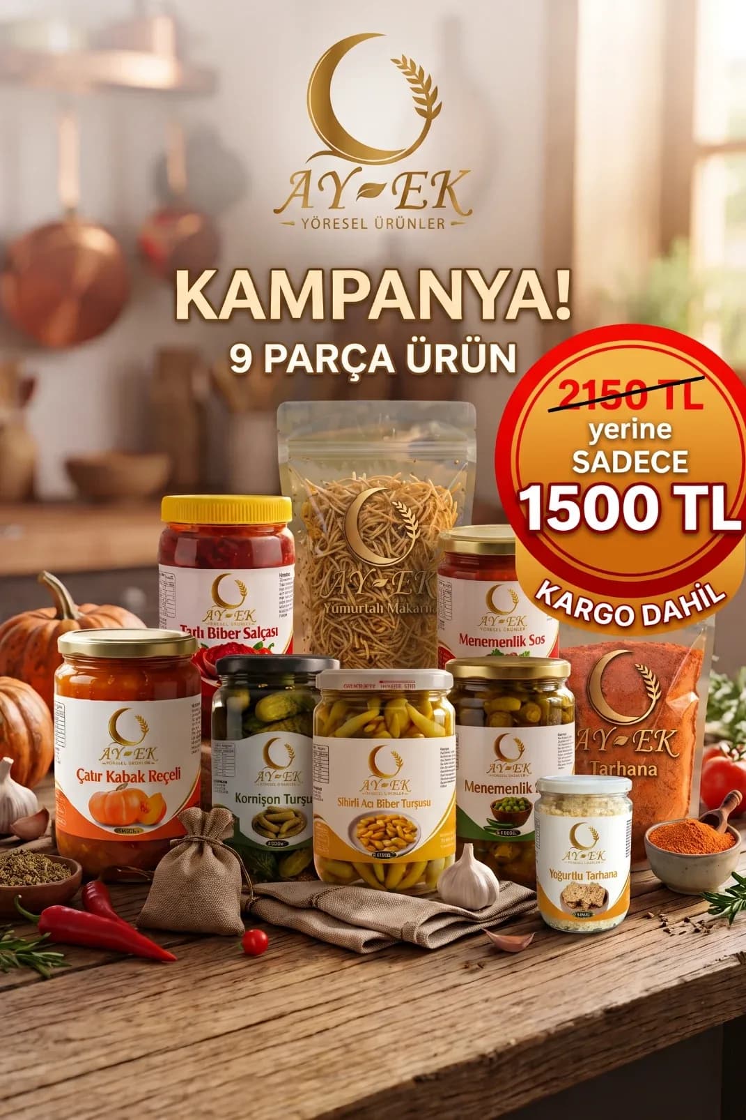 9 PARÇA ÜRÜN 2150 TL YERİNE SADECE 1500 TL KARGO DAHİL